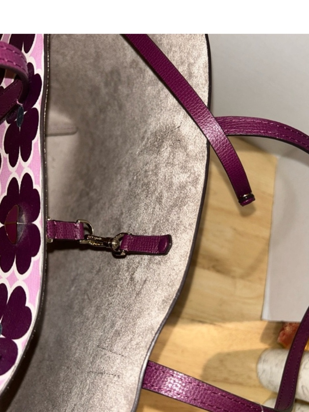 Floral Print Purple Tote Bag - Picture 12 of 15